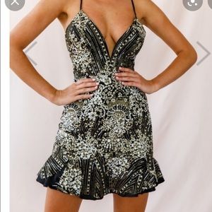 Selfie Leslie Black Sequin Mini Dress
